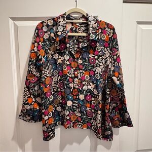 Vibrant Floral Women's Blouse - NWOT - Large
